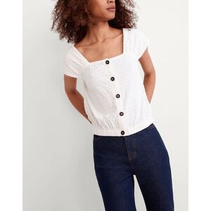 MADEWELL Women’s White Crinkle-Knit Button-Front Sleeveless Top XL